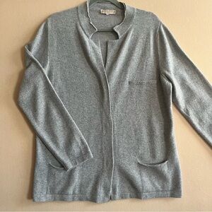 Maglificio Musetti GrayMade in Italy Cashmere Silk Wool Blend Cardigan in 5 or L